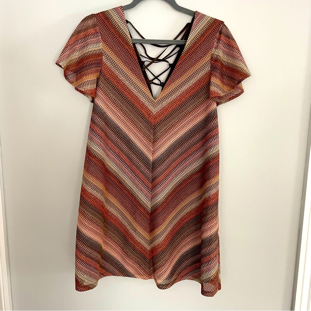 Bcbgeneration Mini Dress Multi Colored Small V Ne… - image 2